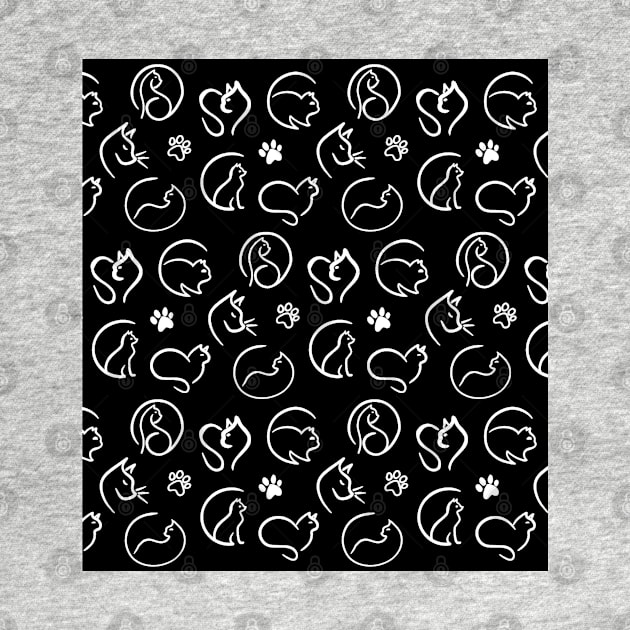 black and white cat pattern seamless background wallpaper by Spinkly